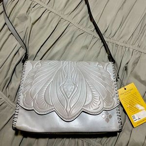 Patricia Nash Leather Grey Crossbody Purse